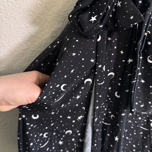 Elhoffer Wrap Dress Womens Medium Essentials Stars Moon Cosmic Space Galaxy M - Picture 7 of 11